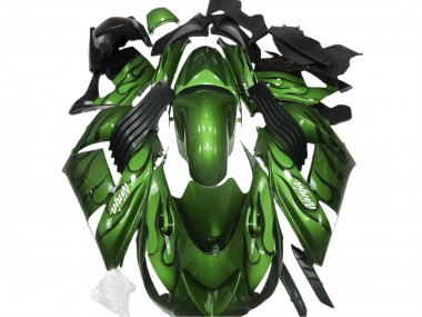 Migliori Carene Moto Kawasaki ZX14R 2006-2011 - Verde Nero Fiamma