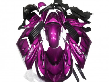 Migliori Carena Moto Kawasaki ZX14R 2006-2011 - Viola Nero Fiamma Bianco Ninja