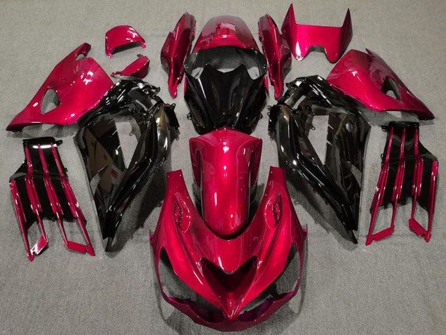 Migliori Carene Moto Kawasaki ZX14R ZZR1400 2012-2024 - Rosso Nero Lucido