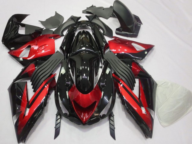 Migliori Carene Moto Kawasaki ZX14R 2006-2011 - Rosso Nero Lucido Banda