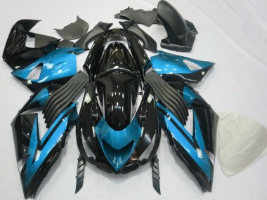 Migliori Carene Moto Kawasaki ZX14R 2006-2011 - Azzurro Chiaro Nero Lucido