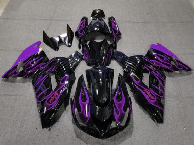 Migliori Carene Moto Kawasaki ZX14R 2006-2011 - Nero Lucido Viola Fiamma