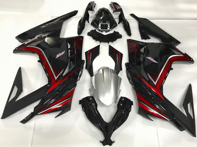 Migliori Carene Moto Kawasaki Ninja 300 2013-2017 - Nero Lucido Rosso