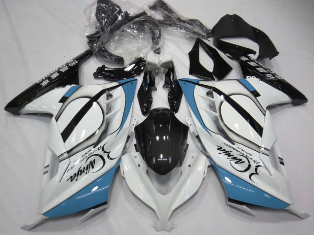 Migliori Carene Moto Kawasaki Ninja 300 2013-2024 - Lucido Bianco Azzurro Chiaro Nero