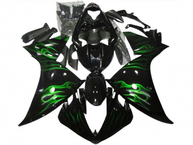 Migliori Carene Moto Yamaha R1 2009-2011 - Nero Lucido Verde Fiamma
