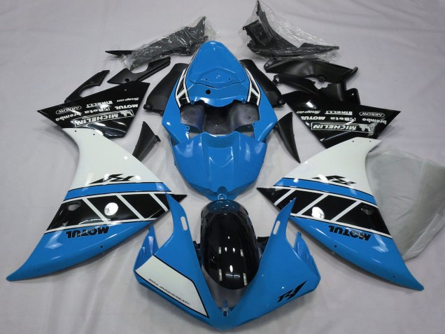 Migliori Carene Moto Yamaha R1 2012-2014 - Blu Bianco Nero Lucido