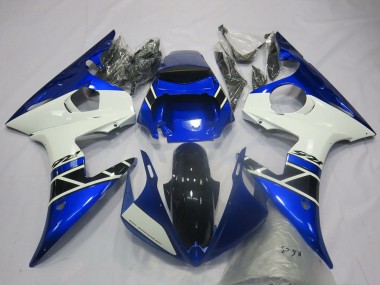Migliori Carene Moto Yamaha R6 2003-2004 - Blu Bianco Nero Lucido OEM Stile