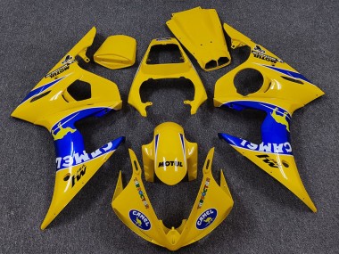 Migliori Carene Moto Yamaha R6 2005 - Giallo Blu Bianco Cammello Motul