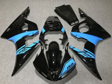 Migliori Carene Moto Yamaha R6 2003-2004 - Nero Lucido Azzurro Chiaro