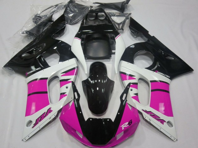Migliori Carene Moto Yamaha R6 1998-2002 - Bianco Rosa Nero Lucido