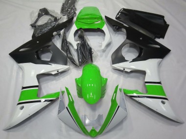 Migliori Carene Moto Yamaha R6 2003-2004 - Bianco Verde Nero Opaco