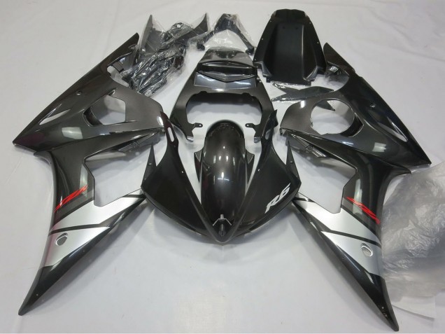 Migliori Carene Moto Yamaha R6 2005 - Nero Lucido Argento