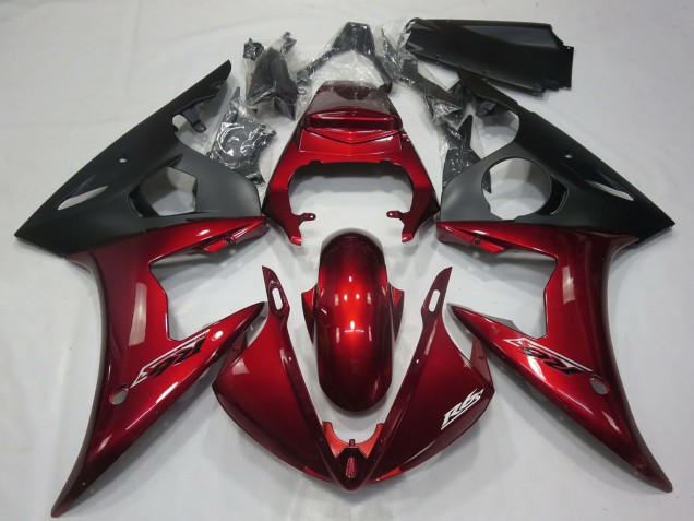 Migliori Carene Moto Yamaha R6 2005 - Rosso Scuro Nero Opaco