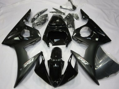 Migliori Carene Moto Yamaha R6 2003-2004 - Nero Lucido Nero Opaco Bianco Decals