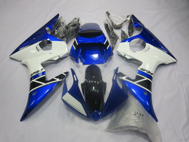Migliori Carene Moto Yamaha R6 2005 - Blu Bianco Nero Lucido