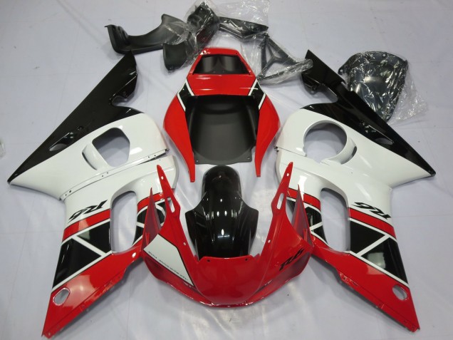 Migliori Carene Moto Yamaha R6 1998-2002 - Rosso Bianco Nero Lucido OEM Stile