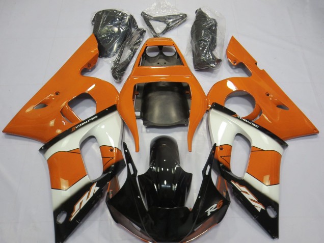 Migliori Carene Moto Yamaha R6 1998-2002 - Arancia Bianco Nero Lucido
