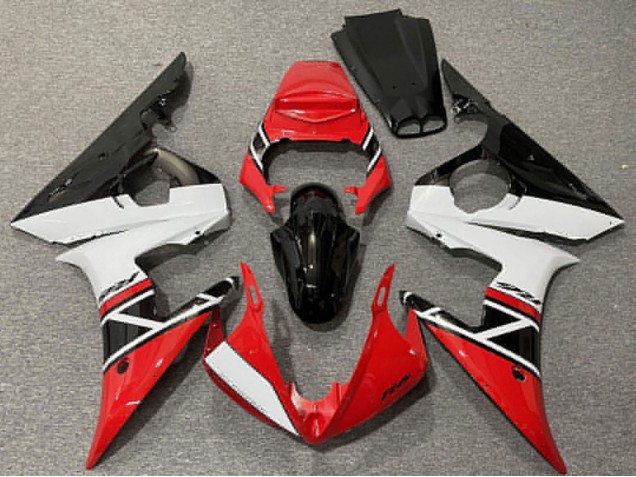 Migliori Carene Moto Yamaha R6 2003-2004 - Rosso Bianco Nero Lucido