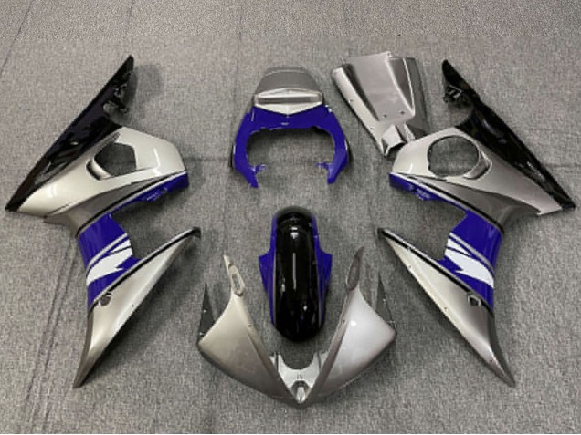 Migliori Carene Moto Yamaha R6 2003-2004 - Argento Blu Nero Lucido