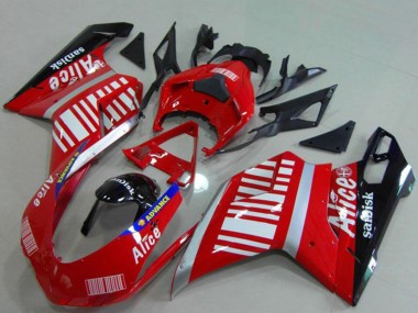 Migliori Carene Moto Ducati 848 1098 1198 2007-2014 - Argento Rosso Nero Lucido Alice Sandisk