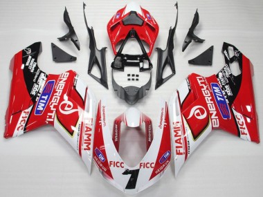 Migliori Carene Moto Ducati 848 1098 1198 2007-2014 - Bianco Rosso Blu Nero Lucido Ficc Fiamm 7