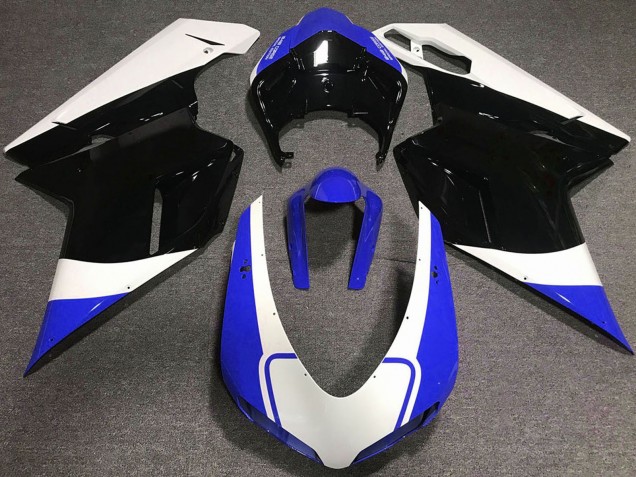 Migliori Carena Moto Ducati 848 1098 1198 2007-2014 - Bianco Blu Nero Lucido