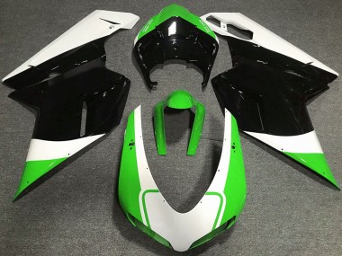Migliori Carene Moto Ducati 848 1098 1198 2007-2014 - Bianco Verde Nero Lucido