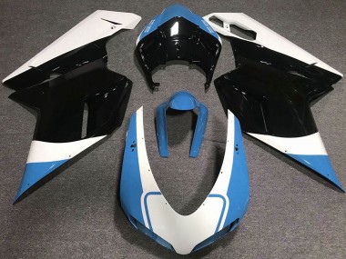 Migliori Carene Moto Ducati 848 1098 1198 2007-2014 - Bianco Blu Nero Lucido