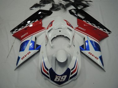 Migliori Carene Moto Ducati 848 2007-2014 - Bianco Rosso Blu Nero Lucido Corse 69