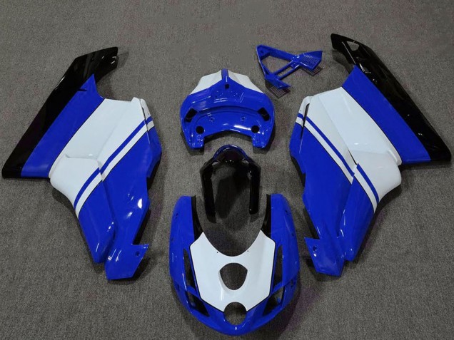 Migliori Carene Moto Ducati 749 999 2003-2004 - Bianco Blu Nero Lucido