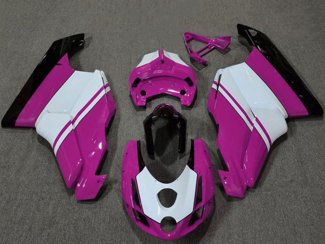 Migliori Carene Moto Ducati 749 999 2003-2004 - Bianco Rosa Nero Lucido