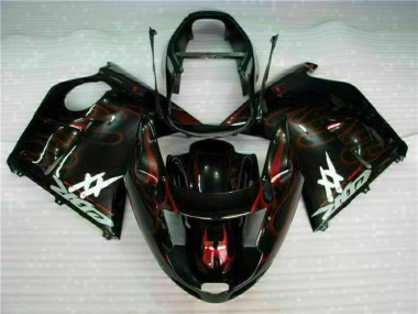Migliori Carena Moto ABS Honda CBR1100XX Blackbird 1996-2007 - Nero Lucido Rosso Fiamma