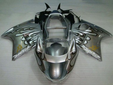 Migliori Carena Moto Honda CBR1100XX Blackbird 1996-2007 - Argento Nero Fiamma