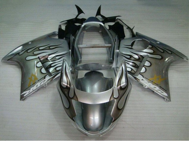 Migliori Carena Moto Honda CBR1100XX Blackbird 1996-2007 - Argento Nero Fiamma