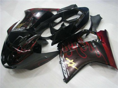 Migliori Carena Moto ABS Honda CBR1100XX Blackbird 1996-2007 - Nero Lucido Rosso Fiamma