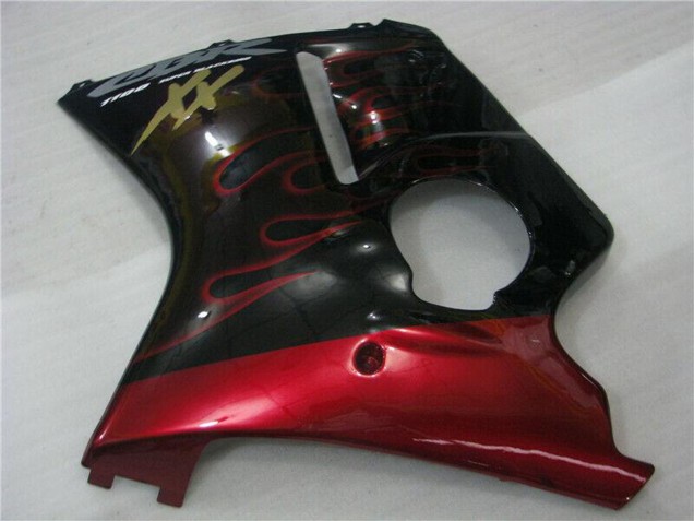 Migliori Carena Moto ABS Honda CBR1100XX Blackbird 1996-2007 - Nero Lucido Rosso Fiamma