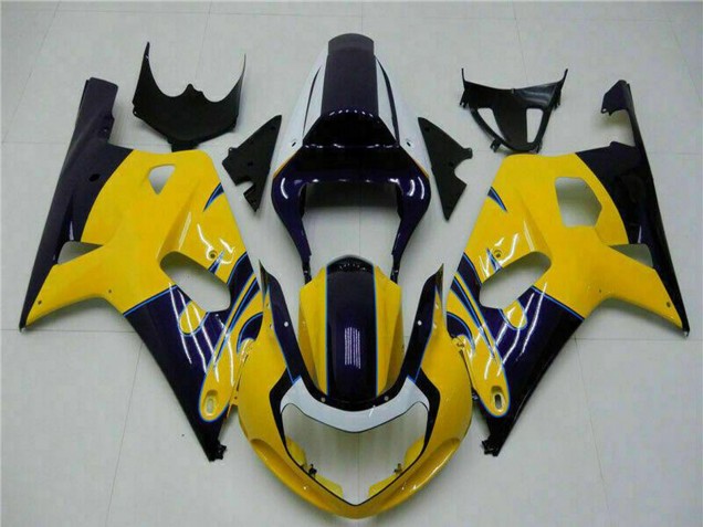 Migliori Carena Moto Suzuki GSXR 600/750 2001-2003 - Giallo Blu Scuro Nero Lucido