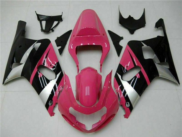 Migliori Carena Moto Suzuki GSXR 600/750 2001-2003 - Rosa Argento Nero Lucido