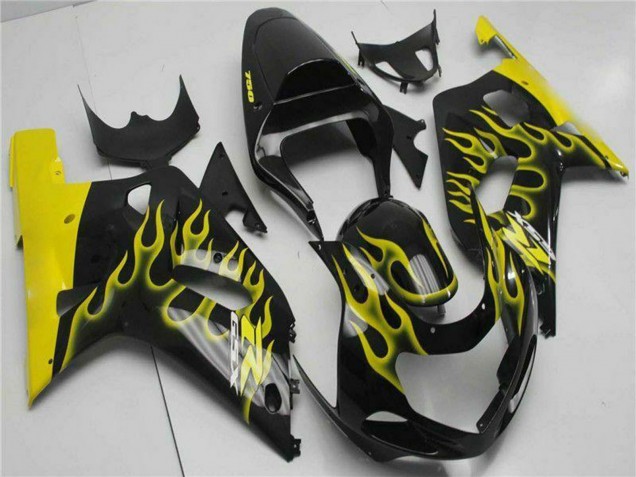 Migliori Carena Moto Suzuki GSXR 600/750 2001-2003 - Nero Lucido Giallo Fiamma