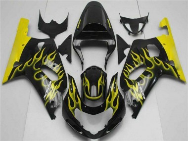 Migliori Carena Moto Suzuki GSXR 600/750 2001-2003 - Nero Lucido Giallo Fiamma