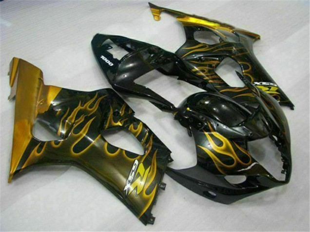 Migliori Carena Moto Suzuki GSXR 1000 2003-2004 - Nero Lucido Oro Fiamma