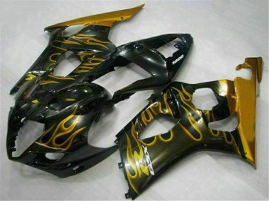 Migliori Carena Moto Suzuki GSXR 1000 2003-2004 - Nero Lucido Oro Fiamma
