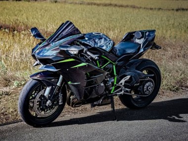 Migliori Carena Moto Kawasaki Ninja H2 2015-2022 - Nero Blu Camaleonte Verde