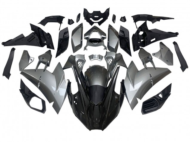 Migliori Carena Moto Kawasaki Ninja H2 2015-2022 - Argento Nero Fibra di Carbonio