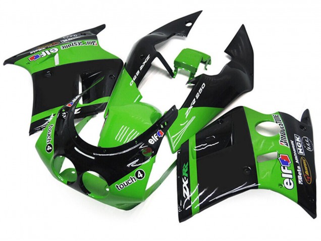 Migliori Carena Moto Kawasaki ZXR250 1989-1990 - Verde Nero Lucido Elf Touch4 Bridgestone