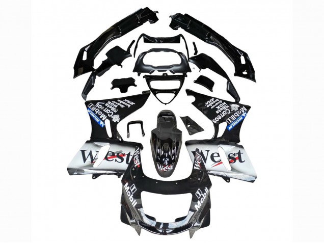 Migliori Carena Moto Kawasaki ZZR600 1998-2003 - Nero Lucido Bianco West