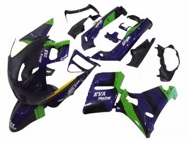 Migliori Carena Moto Kawasaki ZZR600 1998-2003 - Verde Blu Scuro Viola Trick Star Eva Corsa