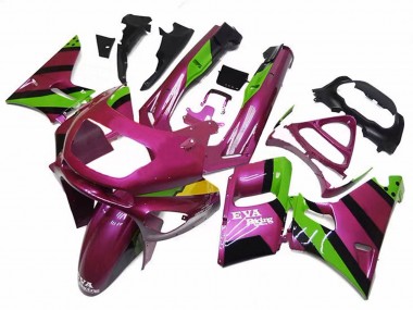 Migliori Carena Moto Kawasaki ZZR600 1998-2003 - Rosa Profondo Verde EVA Corsa
