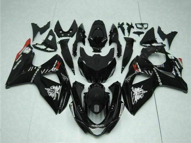 Migliori Carena Moto Suzuki GSXR 1000 2009-2016 - Nero Lucido Rosso Faro Motul