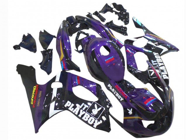 Migliori Carena Moto Yamaha YZF600R Thundercat 1996-2007 - Viola Scuro Nero Bianco Rizoma Playboy
